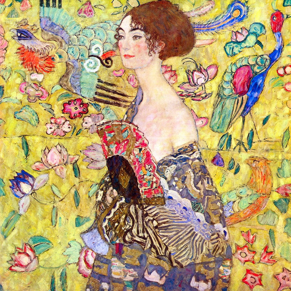 Gustav Klimt - A nő legyezővel festményének másolata