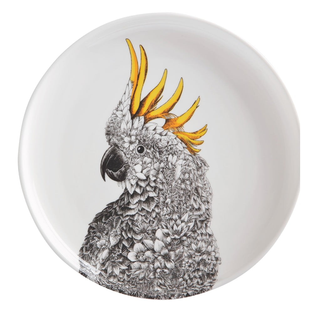 Marini Ferlazzo Cockatoo fehér porcelán tányér